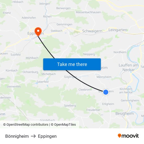 Bönnigheim to Eppingen map