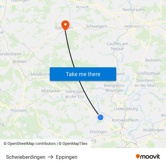 Schwieberdingen to Eppingen map