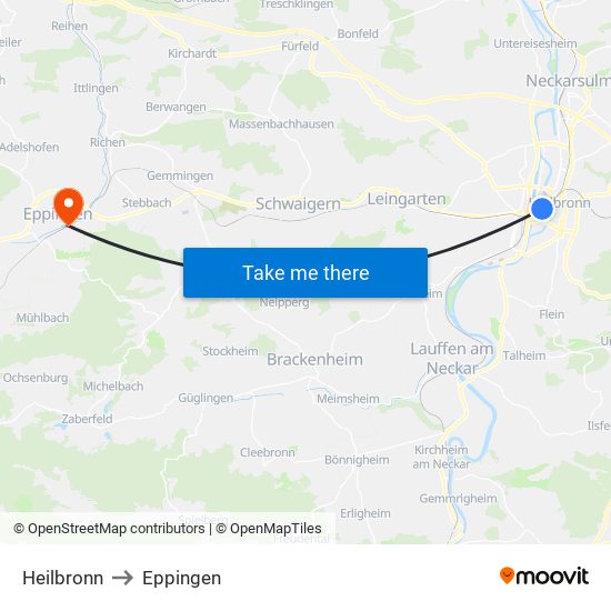 Heilbronn to Eppingen map