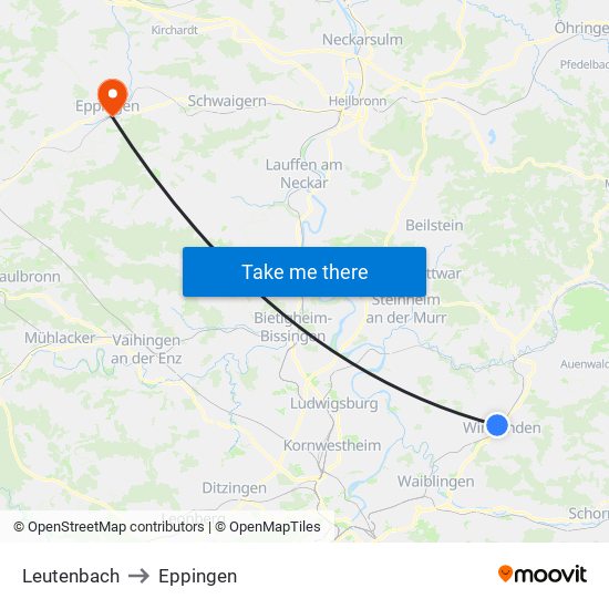 Leutenbach to Eppingen map