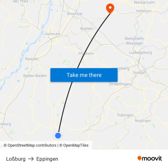 Loßburg to Eppingen map