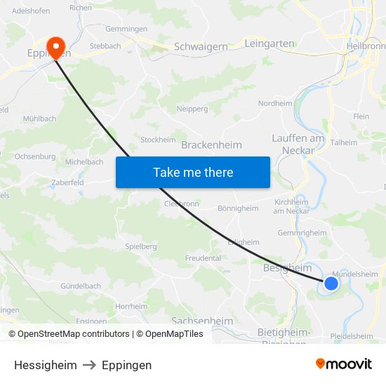 Hessigheim to Eppingen map