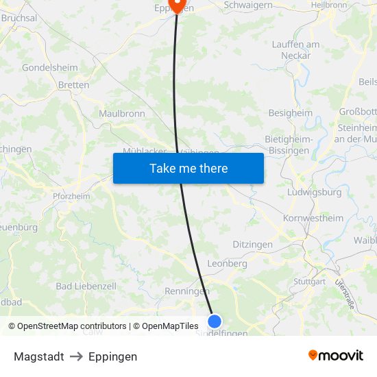 Magstadt to Eppingen map