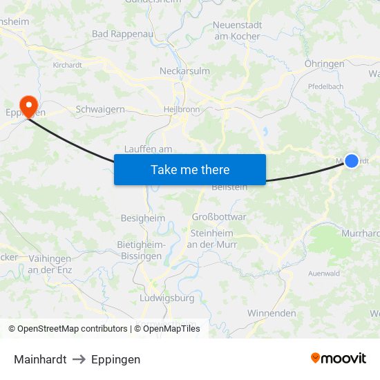 Mainhardt to Eppingen map