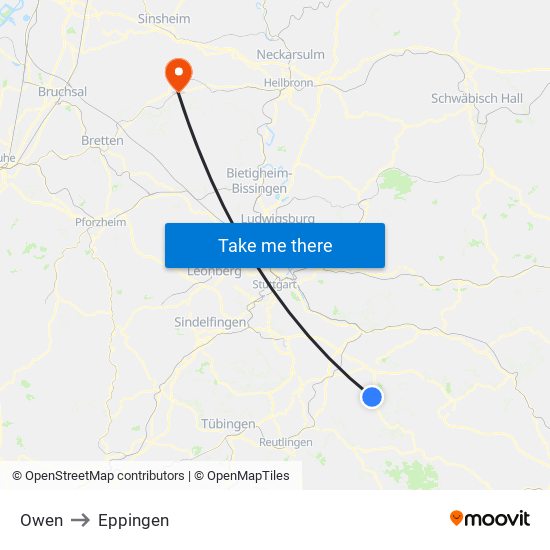 Owen to Eppingen map