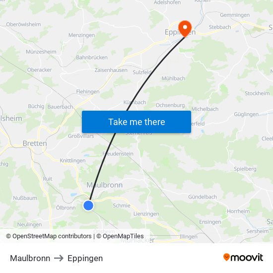 Maulbronn to Eppingen map