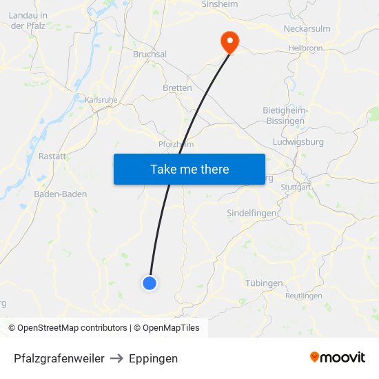 Pfalzgrafenweiler to Eppingen map