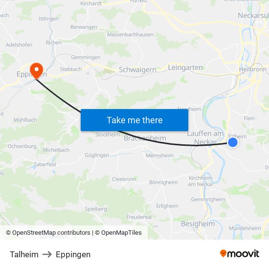 Talheim to Eppingen map