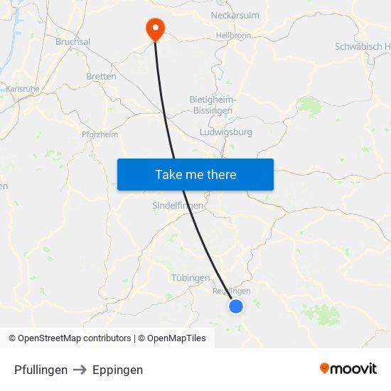 Pfullingen to Eppingen map