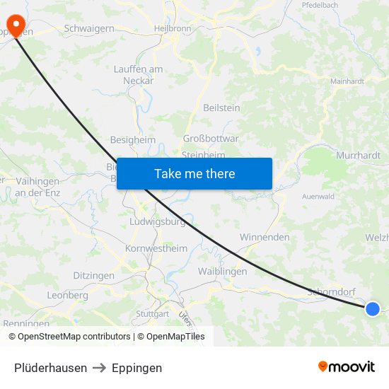 Plüderhausen to Eppingen map