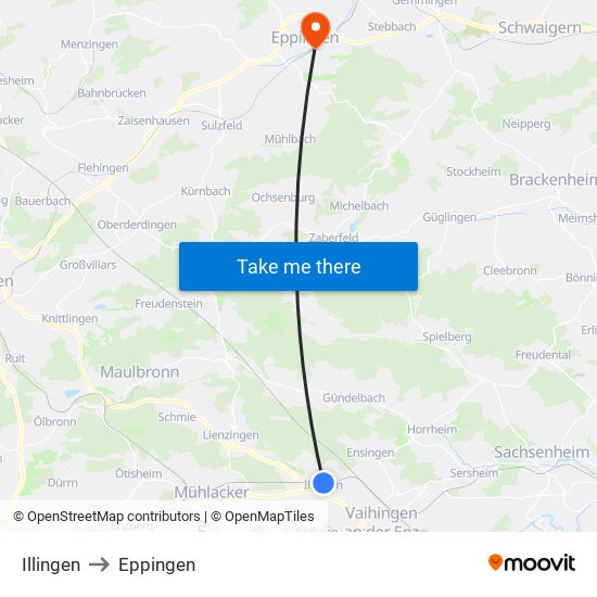 Illingen to Eppingen map