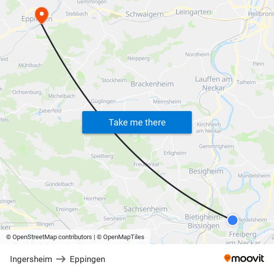 Ingersheim to Eppingen map