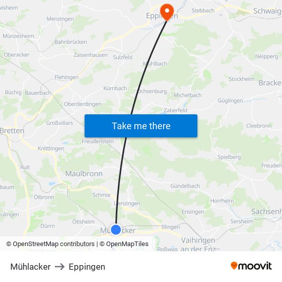 Mühlacker to Eppingen map