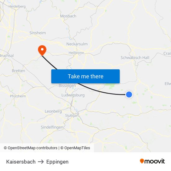 Kaisersbach to Eppingen map