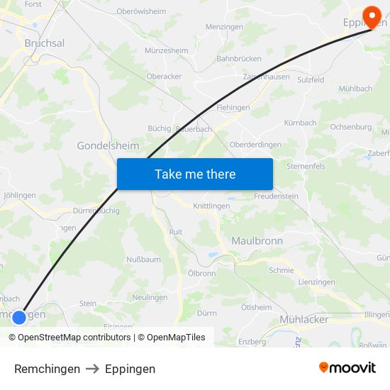 Remchingen to Eppingen map