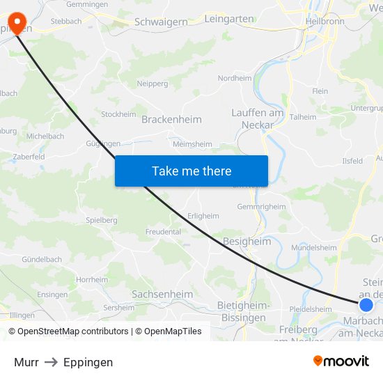 Murr to Eppingen map