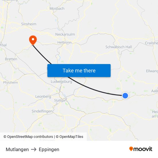 Mutlangen to Eppingen map