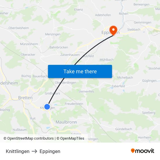 Knittlingen to Eppingen map