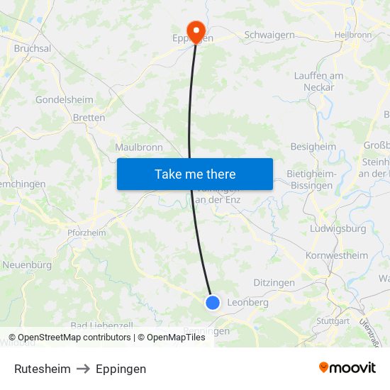 Rutesheim to Eppingen map