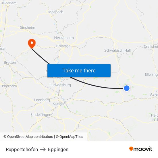 Ruppertshofen to Eppingen map