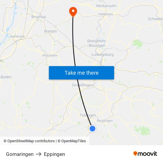 Gomaringen to Eppingen map