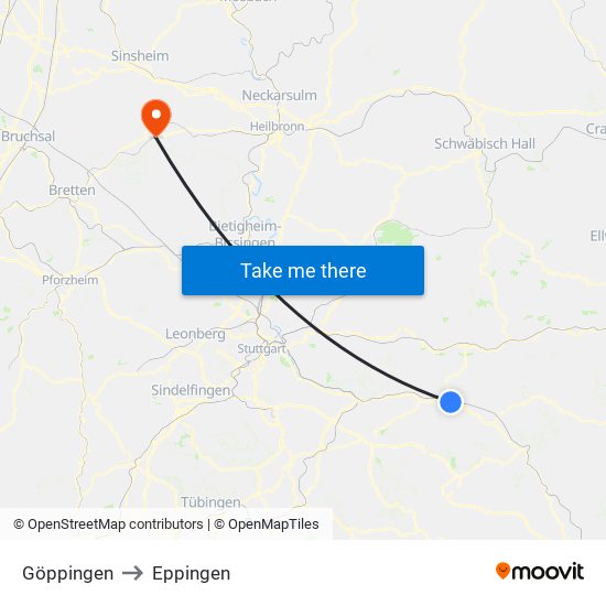 Göppingen to Eppingen map