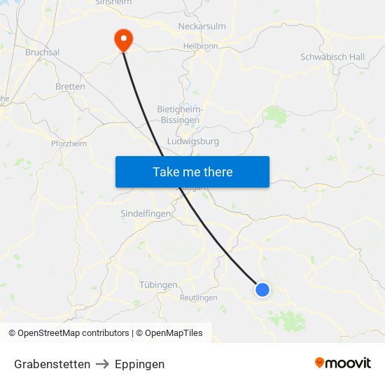 Grabenstetten to Eppingen map