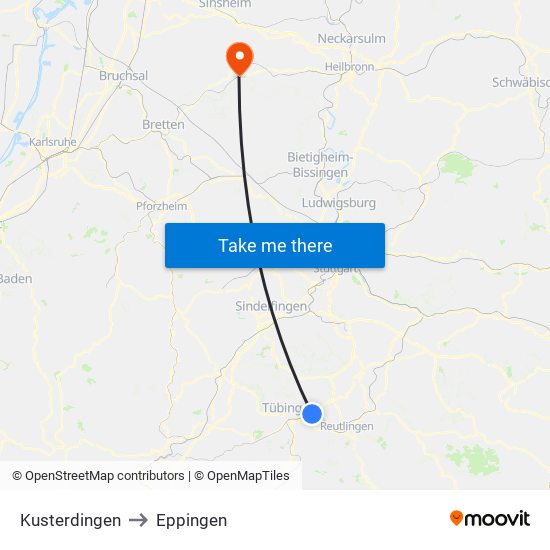 Kusterdingen to Eppingen map