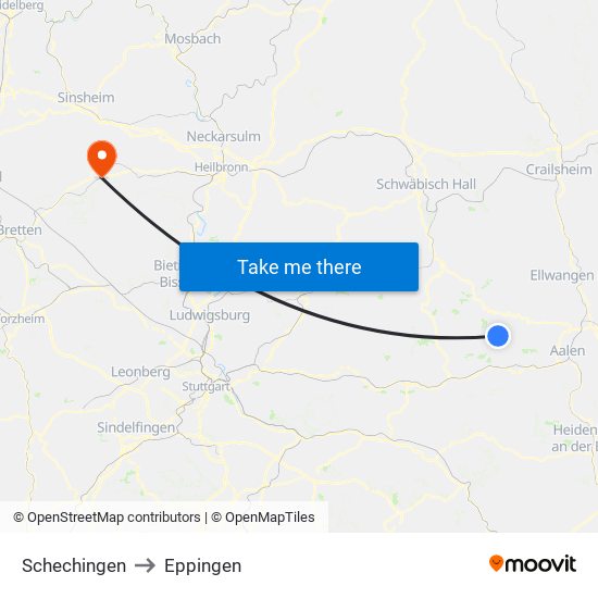 Schechingen to Eppingen map