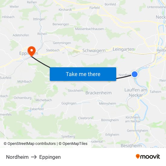 Nordheim to Eppingen map