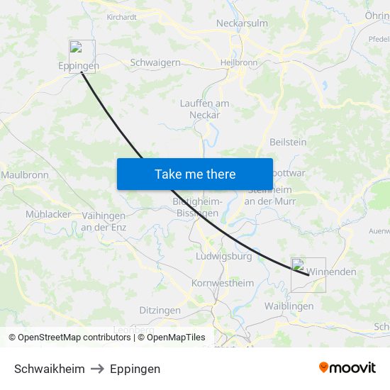 Schwaikheim to Eppingen map