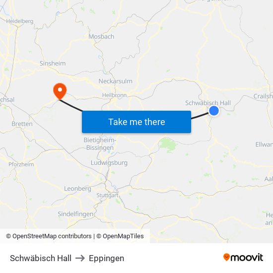 Schwäbisch Hall to Eppingen map