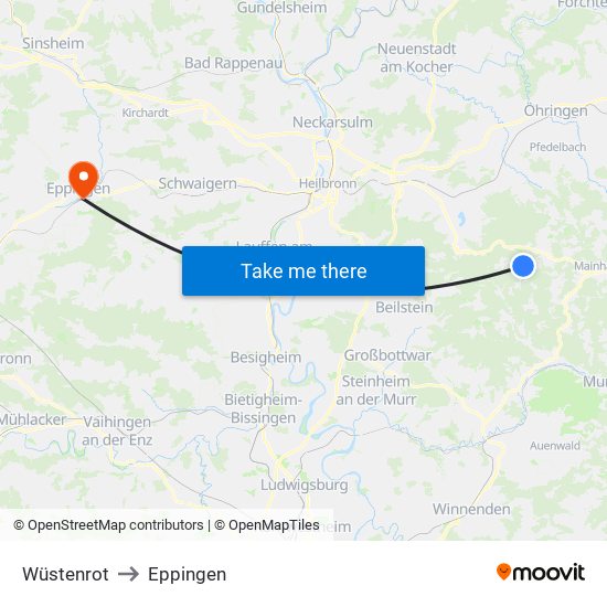 Wüstenrot to Eppingen map