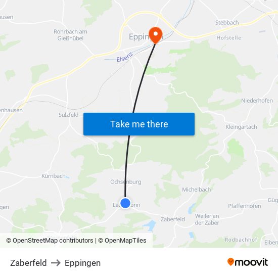 Zaberfeld to Eppingen map