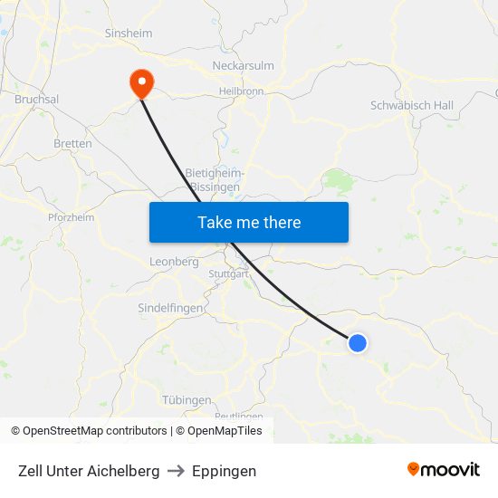 Zell Unter Aichelberg to Eppingen map