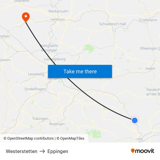 Westerstetten to Eppingen map