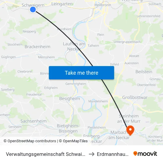 Verwaltungsgemeinschaft Schwaigern to Erdmannhausen map