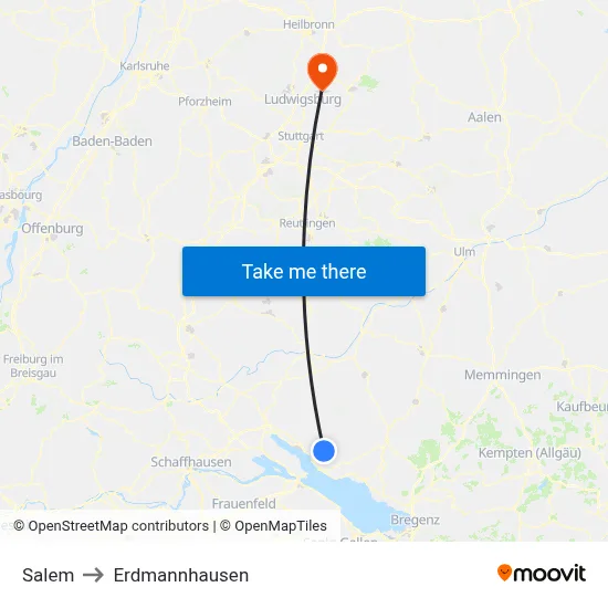 Salem to Erdmannhausen map