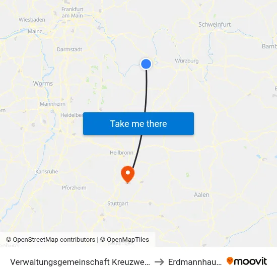 Verwaltungsgemeinschaft Kreuzwertheim to Erdmannhausen map