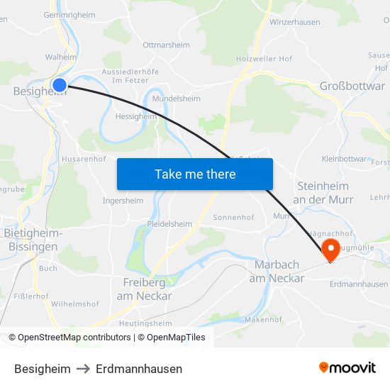 Besigheim to Erdmannhausen map