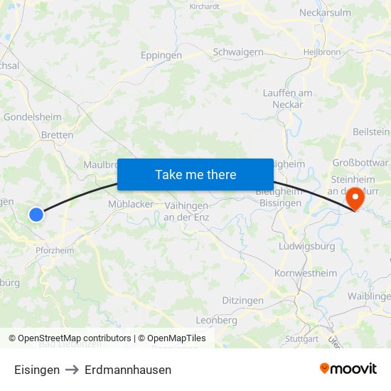 Eisingen to Erdmannhausen map