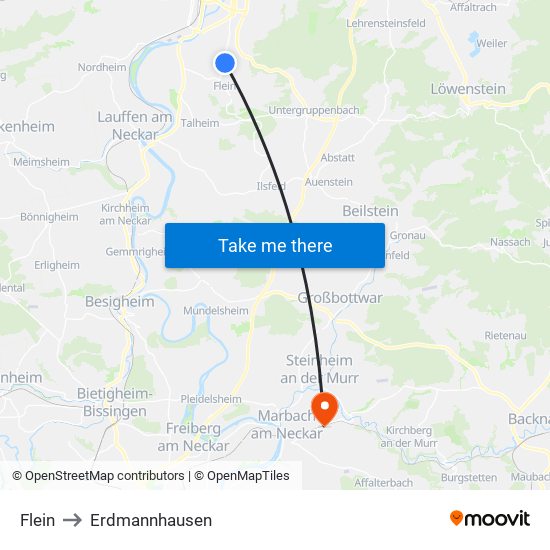 Flein to Erdmannhausen map
