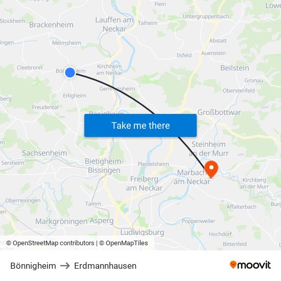 Bönnigheim to Erdmannhausen map