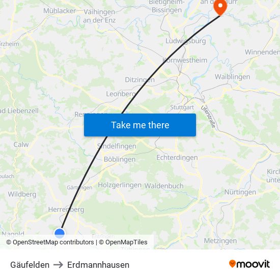 Gäufelden to Erdmannhausen map
