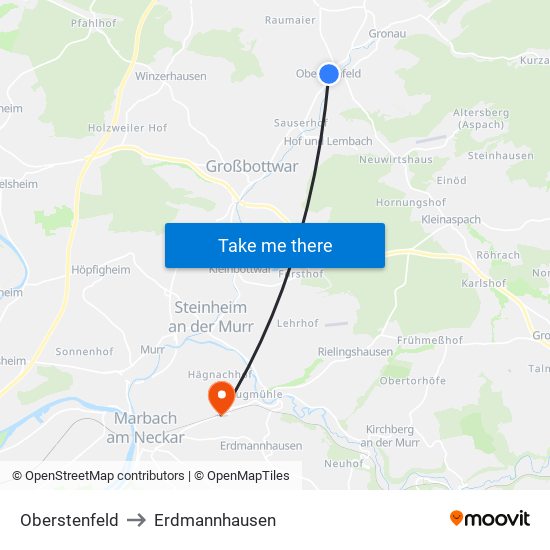 Oberstenfeld to Erdmannhausen map