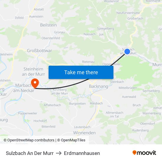 Sulzbach An Der Murr to Erdmannhausen map