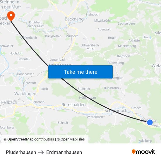 Plüderhausen to Erdmannhausen map