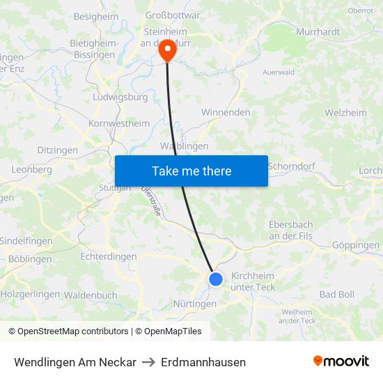 Wendlingen Am Neckar to Erdmannhausen map