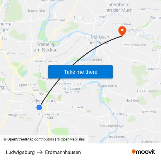 Ludwigsburg to Erdmannhausen map