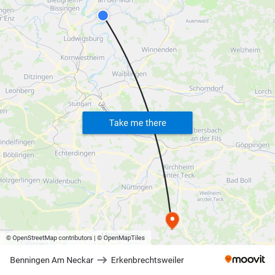 Benningen Am Neckar to Erkenbrechtsweiler map